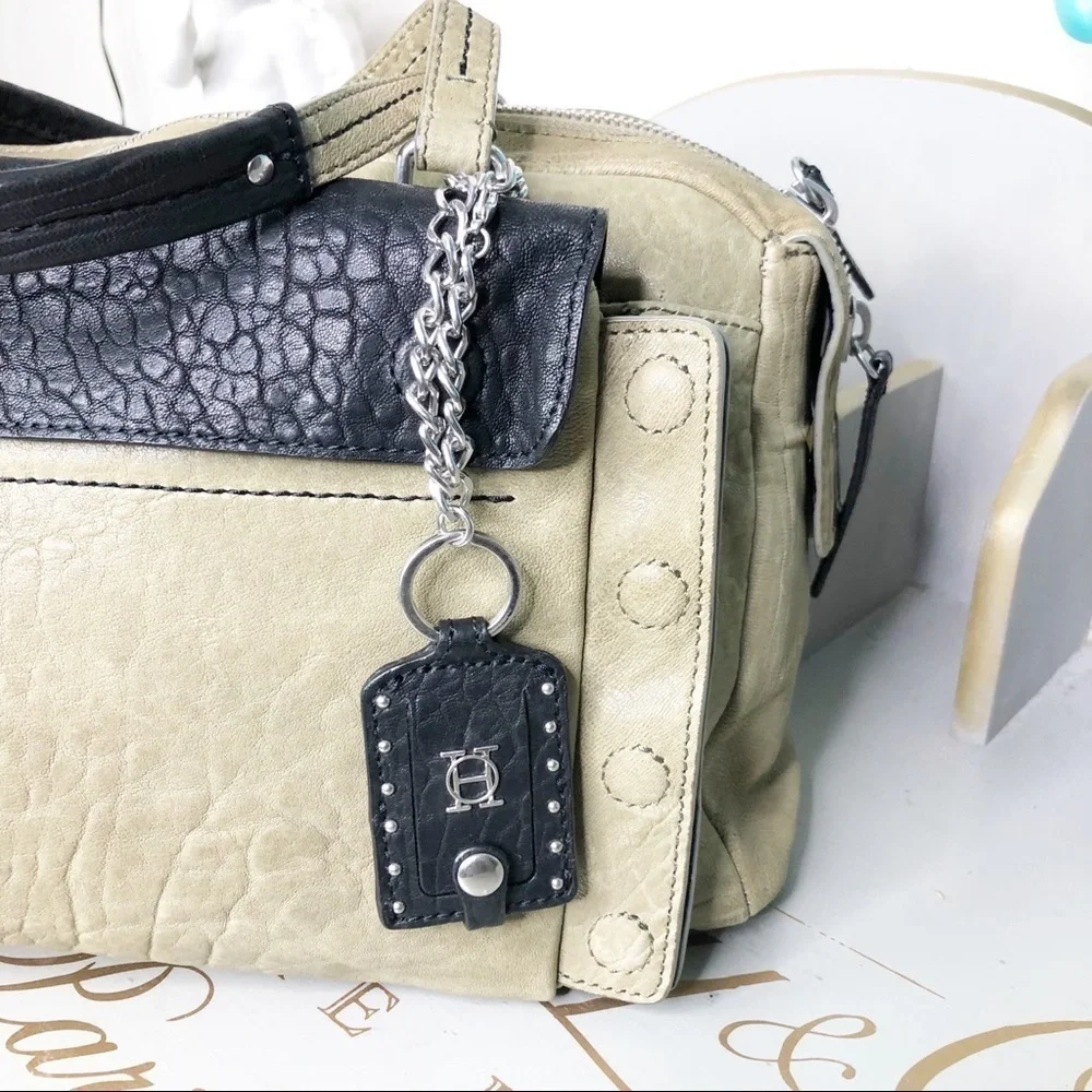 OLIVIA Harris olive green & black hobo bag